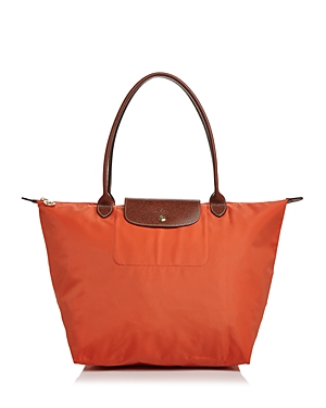 Longchamp Le Pliage Large Nylon Shoulder Tote In Orange/gold