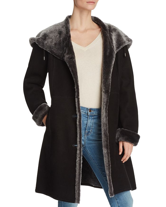 Maximilian Furs Lamb Shearling Button Coat - 100% Exclusive In Black/brissa