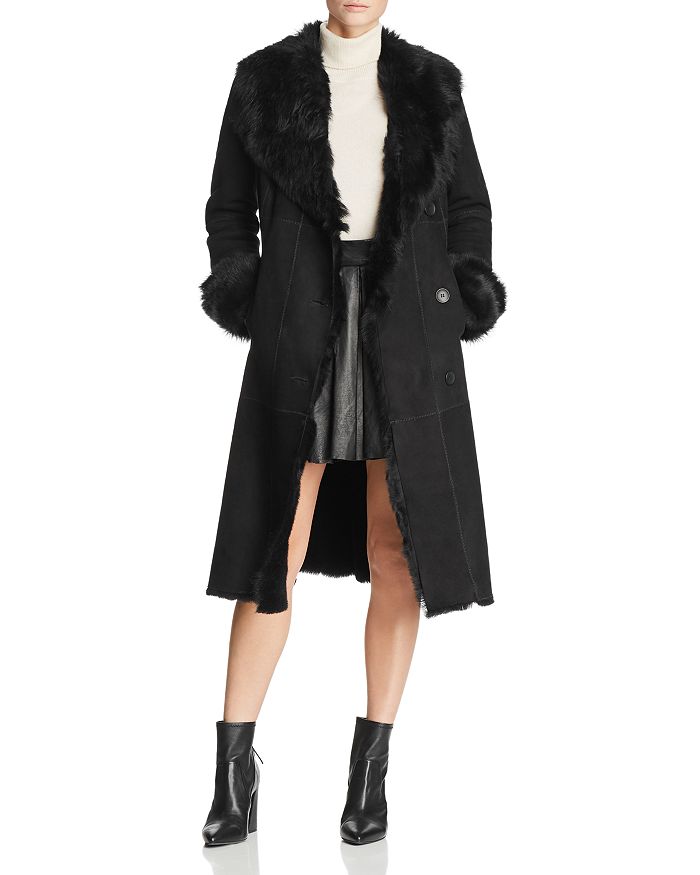 Maximilian Furs Shearling Coat With Toscana Shearling Shawl Collar - 100% Exclusive In Jet Suede