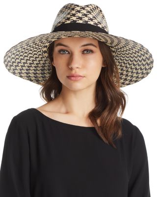 Marzi - Houndstooth Wide Brim Panama Hat