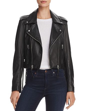 AQUA Lace-Up Leather Moto Jacket - 100% Exclusive | Bloomingdale's