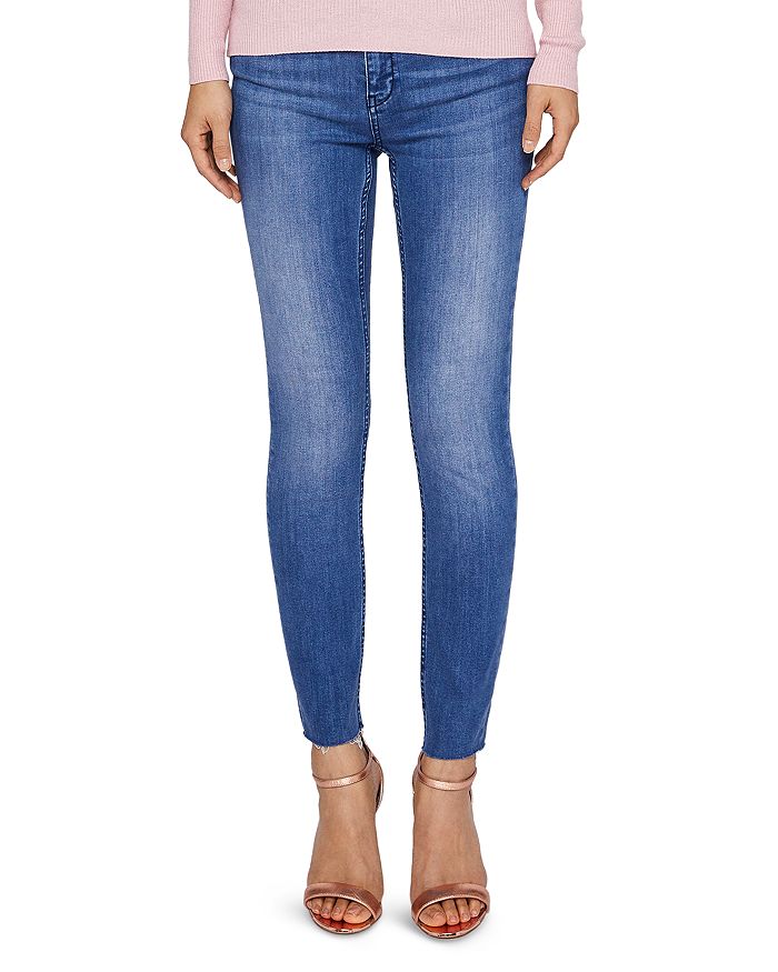 Ted Baker Aaciee Raw Hem Skinny Jeans In Mid Wash