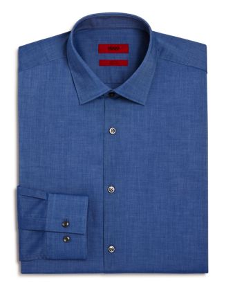 HUGO Solid Chambray Slim Fit Dress Shirt | Bloomingdale's