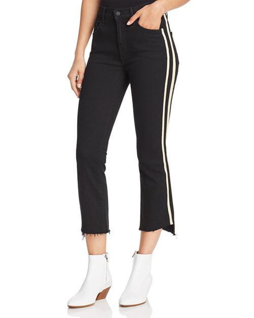 MOTHER - Insider Striped Crop Step-Hem Fray Jeans in Guilty Racer
