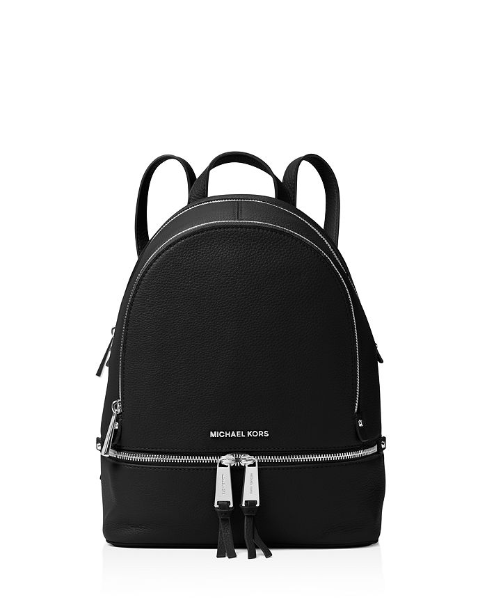 Michael Kors Women's Rhea Zip Medium Leather Backpack Black 