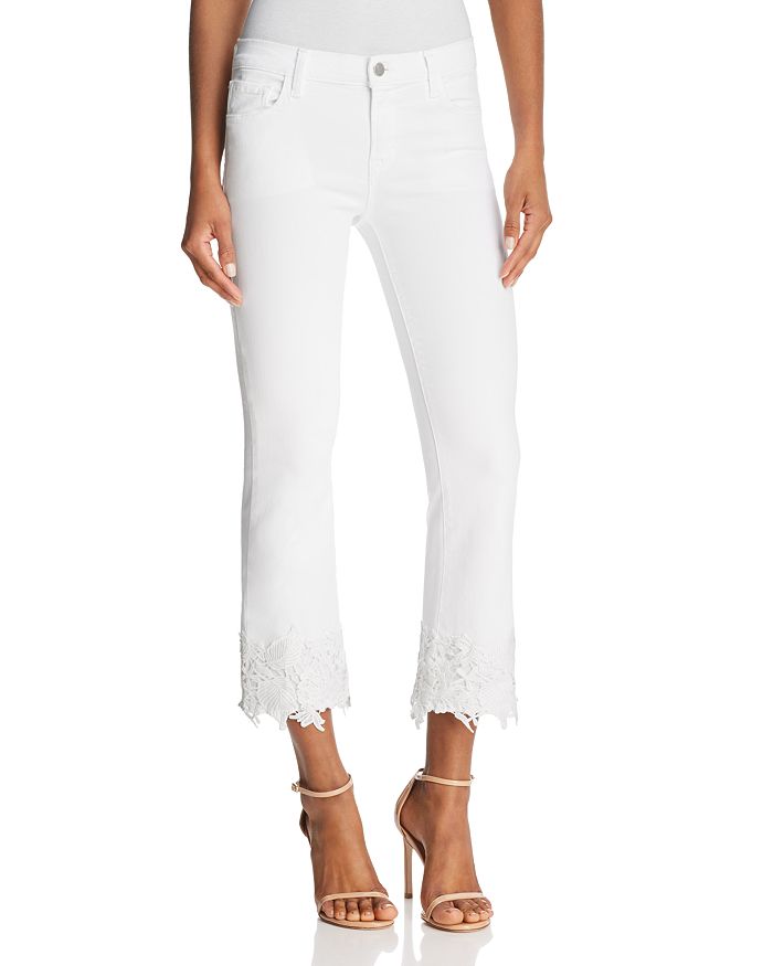 J Brand Selena Mid Rise Crop Boot Jeans in White Lace Bloomingdale s