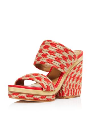 Tory Burch Women's Lola Woven 2024 Jute & Leather High-Heel Slide Sandals size 8