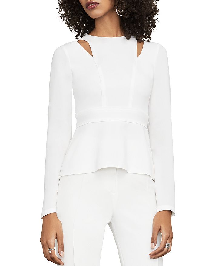 BCBGMAXAZRIA Tobin Cutout Peplum Top Bloomingdale s