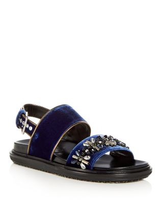 Marni - Women's Fusbett Embellished Velvet Slingback Sandals