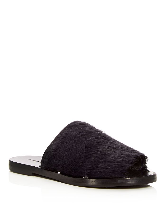 Freda Salvador Women s Pure Leather Calf Hair Slide Sandals