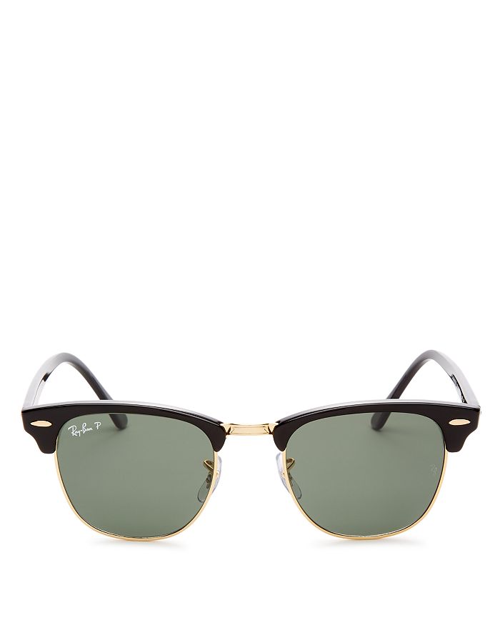 Ray Ban Ray-ban Polarized Classic Clubmaster Sunglasses, 51mm In Black/gold/gray Solid