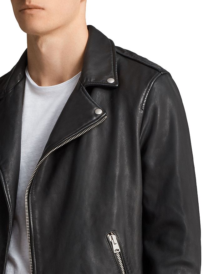 Allsaints Manor Biker Leather Jacket In Black Modesens
