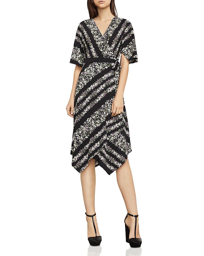 BCBGMAXAZRIA Madalyn Floral Print Asymmetric Wrap Dress