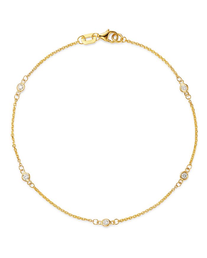 Bloomingdale's Diamond Station Bracelet In 14k Yellow Gold, 0.10 Ct. T.w. - 100% Exclusive In White/gold
