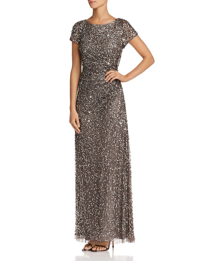 Adrianna Papell Beaded Cowl-Back Gown | Bloomingdale's