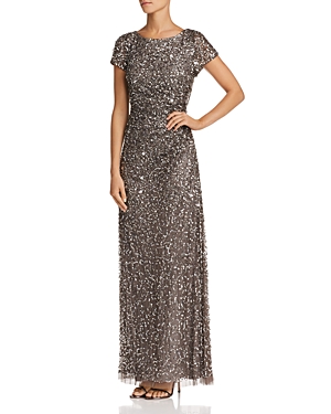 ADRIANNA PAPELL BEADED COWL-BACK GOWN,AP1E202166
