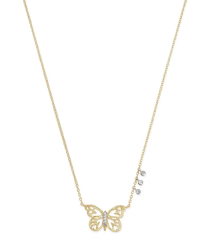 Shop Meira T 14k White & Yellow Gold Butterfly Pendant Necklace, 16 In White/gold