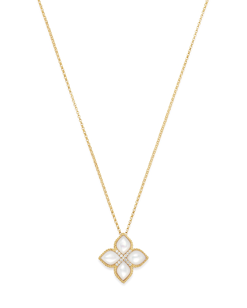 Roberto Coin 18K Yellow Gold Venetian Princess Mother-Of-Pearl & Diamond Pendant Necklace, 16