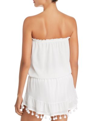 white strapless cover up