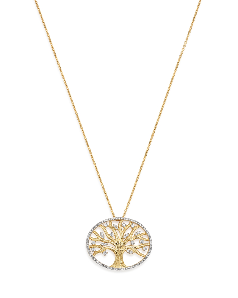 Diamond Tree of Life Pendant in 14K Yellow Gold, 0.40 tcw