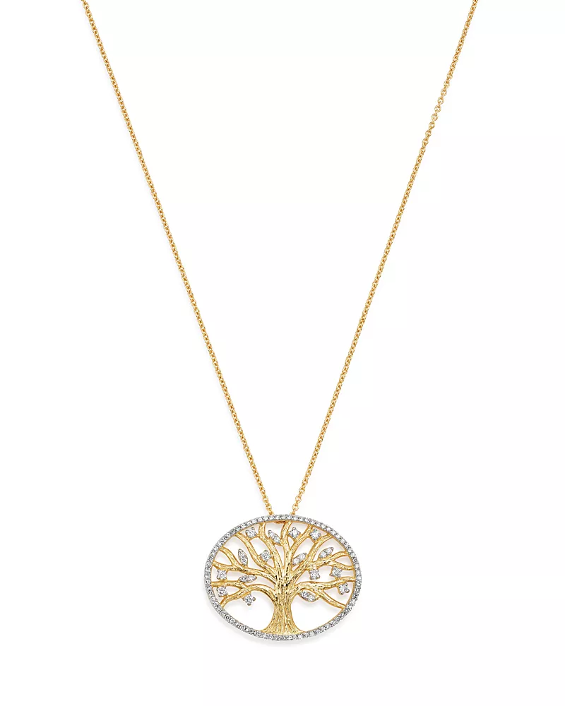 Diamond Tree of Life Pendant in 14K Yellow Gold, 0.40 tcw