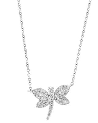 Diamond Dragonfly Pendant Necklace 