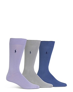 Polo Ralph Lauren Super Soft Flat Knit Socks - Pack Of 3 In Purple/gray/blue