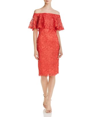 Tadashi Shoji Off-the-Shoulder Lace Dress | Bloomingdale's