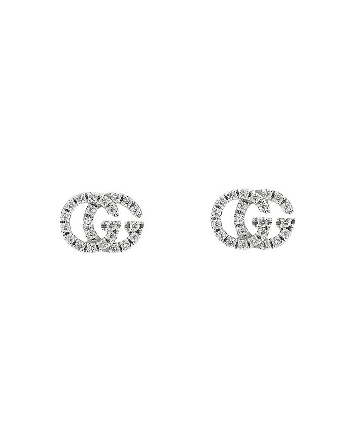Gucci 18K White Gold GG Running Stud Earrings | Bloomingdale's