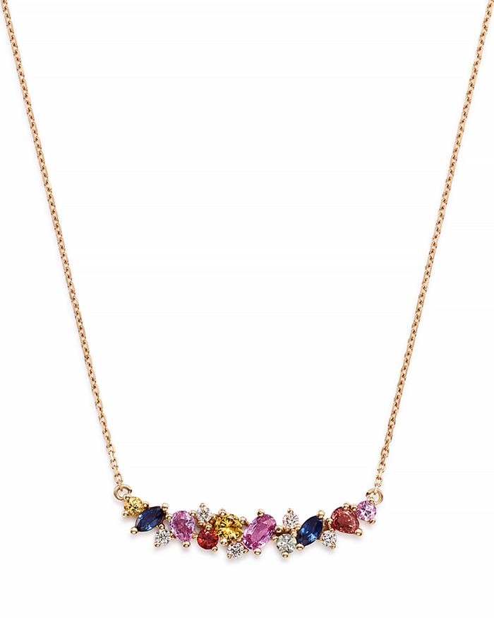 Bloomingdale s Multicolor Sapphire Diamond Cluster Curve Pendant