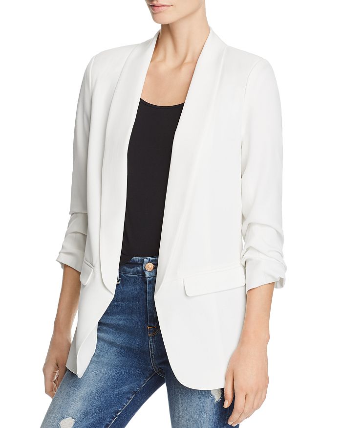 Aqua Ruched-sleeve Blazer - 100% Exclusive In White