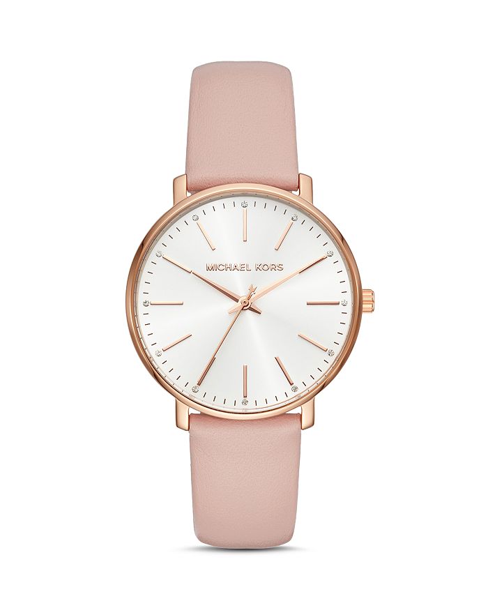 Michael Kors Pyper Rose Goldtone And Leather Strap Watch In Rose Gold
