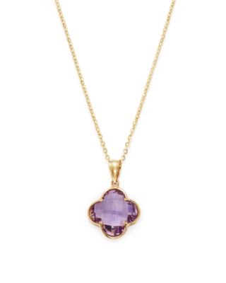 Bloomingdale's Fine Collection Amethyst Clover Pendant Necklace in 14K Yellow Gold, 18 - Exclusive