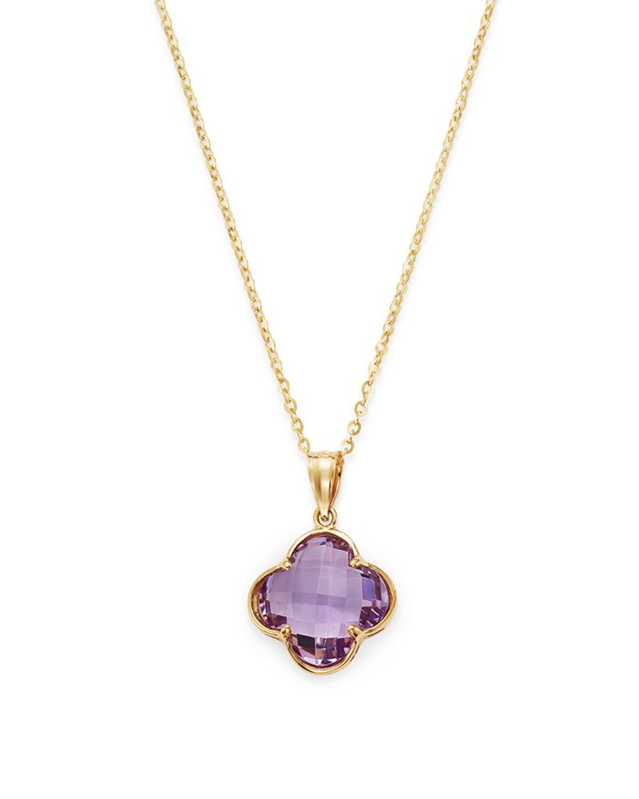 Bloomingdale's Amethyst Clover Pendant Necklace In 14k Yellow Gold, 18 - 100% Exclusive In Purple/gold
