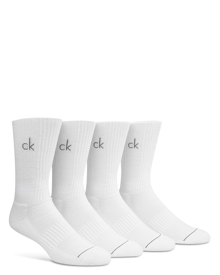 Calvin Klein Crew Socks, Pack Of 4 In White | ModeSens