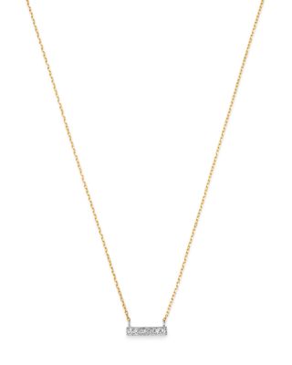 Moon Meadow Diamond Bar Pendant Necklace in 14K White Yellow