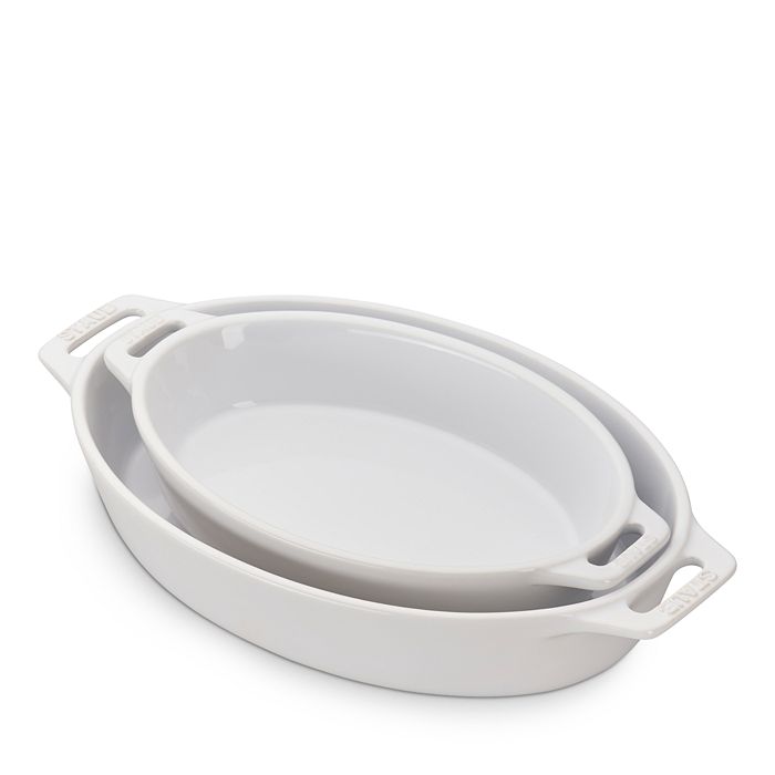 Shop Staub Ceramic Oval Baking Dish 2-piece Set In White