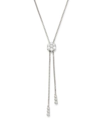 Bloomingdale's Diamond Flower Bolo Necklace in 14K White Gold, 0.85 ct ...