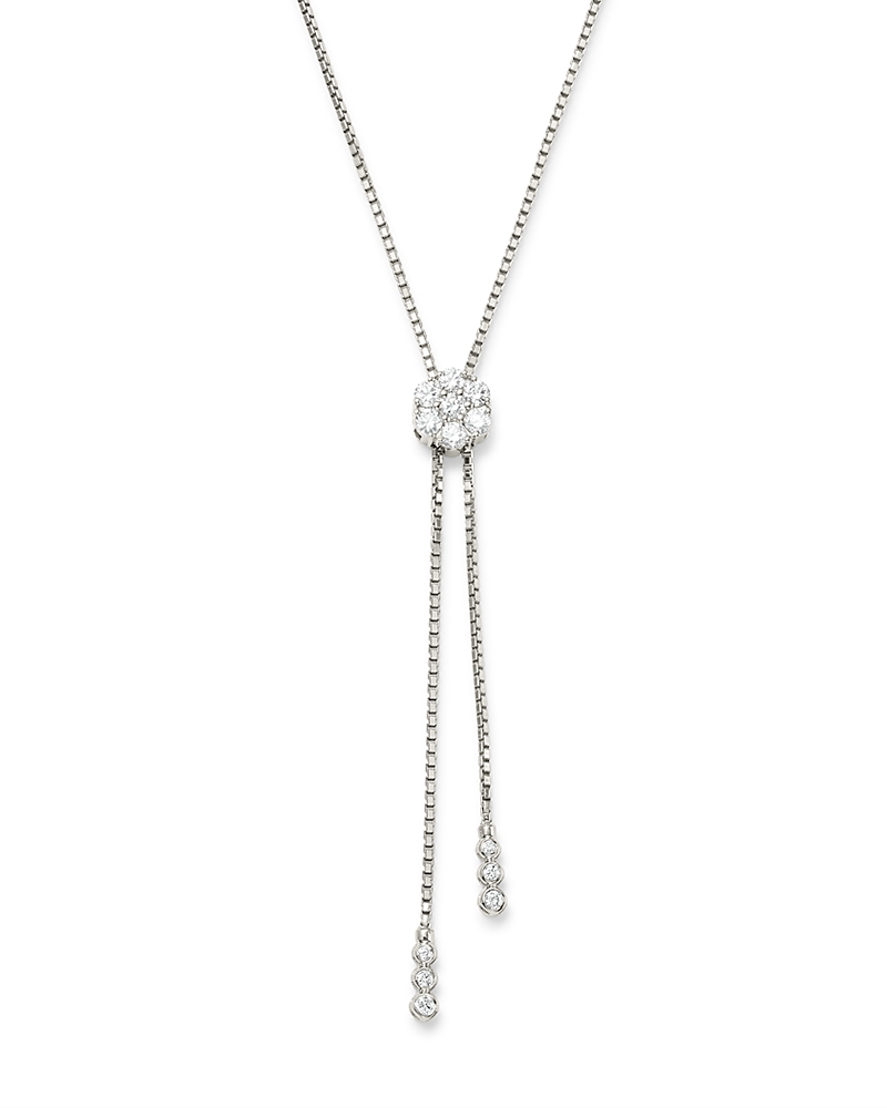 Bloomingdale's Diamond Flower Bolo Necklace In 14k White Gold, 0.85 Ct. T. W. - Exclusive In White