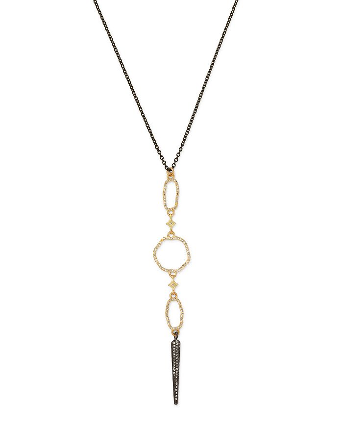 ARMENTA 18K YELLOW GOLD & BLACKENED STERLING SILVER OLD WORLD OPEN OVAL & CHAMPAGNE DIAMOND DAGGER NECKLACE,,14179