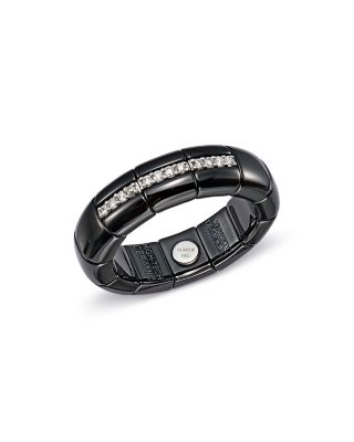 18K White Gold & Black Ceramic Pura Ring with Diamonds