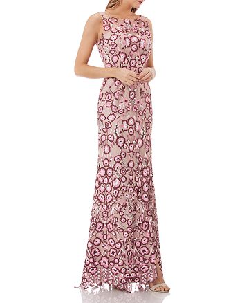 JS Collections Floral Embroidered Gown | Bloomingdale's
