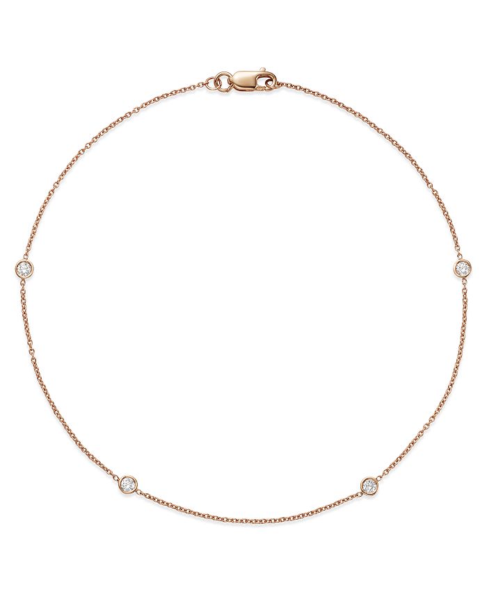 Bloomingdale's Diamond Bezel Ankle Bracelet In 14k Rose Gold, 0.20 Ct. T.w. - 100% Exclusive In White/rose