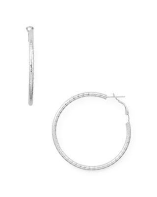 AQUA - Dimpled Sterling Silver Medium Hoop Earrings - Exclusive