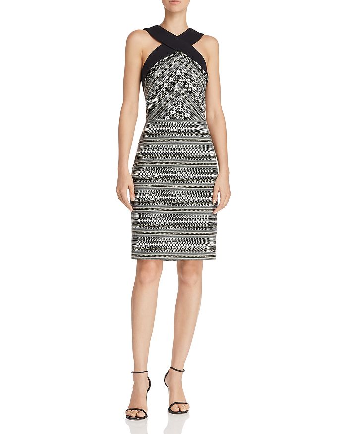 Laundry by Shelli Segal Cross-Front Jacquard Dress | Bloomingdale's