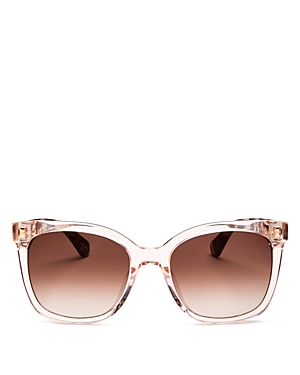 Kate Spade Kiyas Acetate Rectangle Sunglasses In Peach/brown