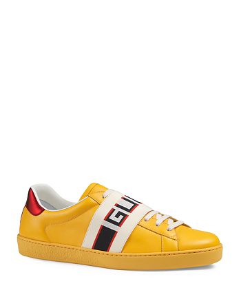 Gucci Men's Ace Jacquard Stripe Leather Lace Up Sneakers | Bloomingdale's