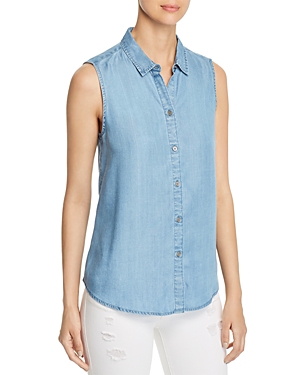 BEACHLUNCHLOUNGE BEACHLUNCHLOUNGE CHAMBRAY SLEEVELESS BUTTON-DOWN TOP,L7A66A