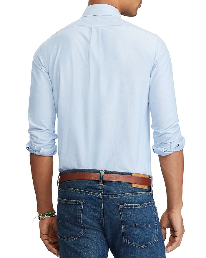 Shop Polo Ralph Lauren Classic Fit Long Sleeve Cotton Oxford Button Down Shirt In Aegean Blue
