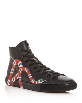 gucci leather high top with snake white